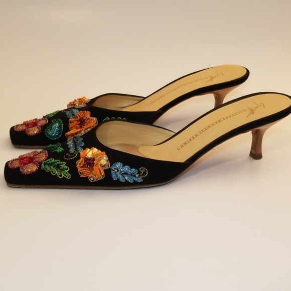 Giuseppe Zanotti Shoes - Giuseppe Zanotti Vincini Emboidered Mules, Size 7
